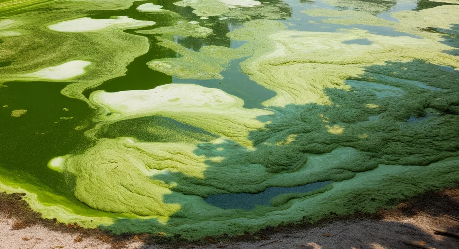 close up photo of green pond water