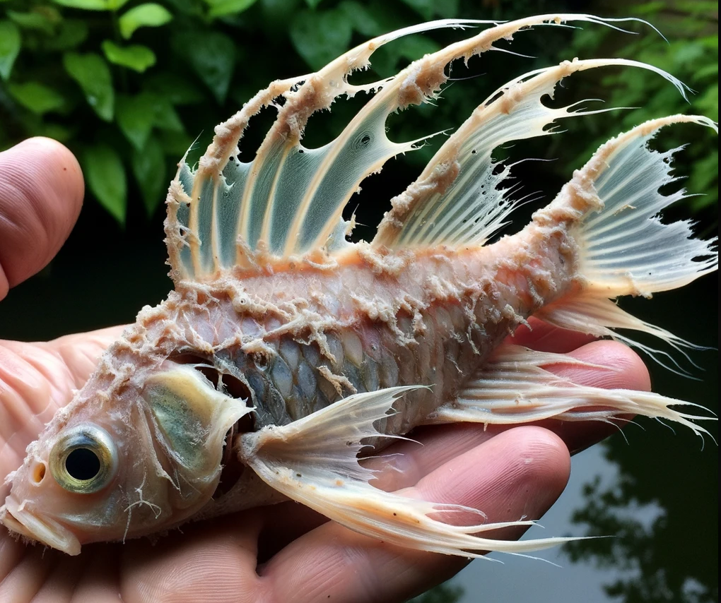 Photo of a fish which has been killed due to parasites